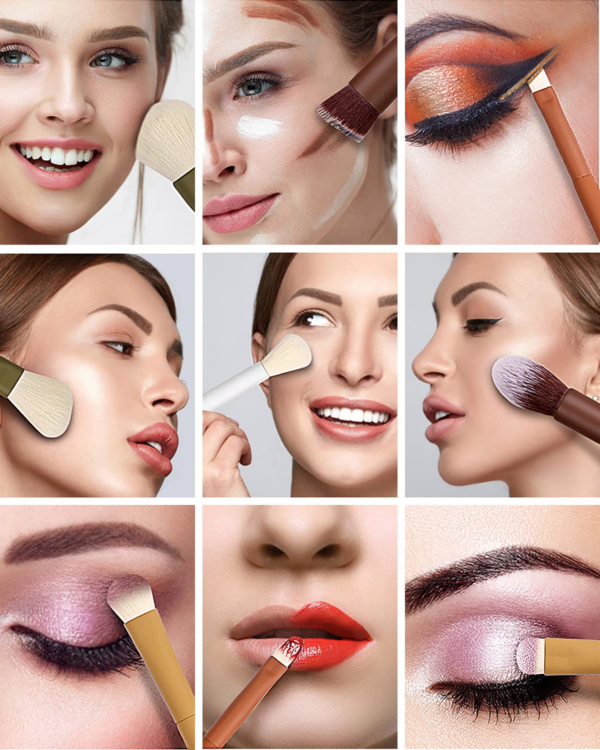 Make up Pinsel, EIGSHOW 5 Farben Kabuki Reise Make up Pinsel Set Mit Extraweichen Synthetischen Fasern Für Puder Rouge Concealer Zum Konturieren Und Hervorheben Von Anwendungen - Vegan - Image 6