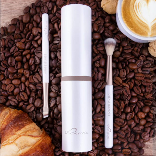 Make-Up-Pinsel-Set – 5-Teilig + Pinselköcher Mit Smart-Halter – LUVIA Daily & Travel Schminkpinsel-Set Für Foundation, Puder & Lidschatten – Perfekt Für Reisen & Unterwegs – Coffee Elegance/Perlmutt - Image 5