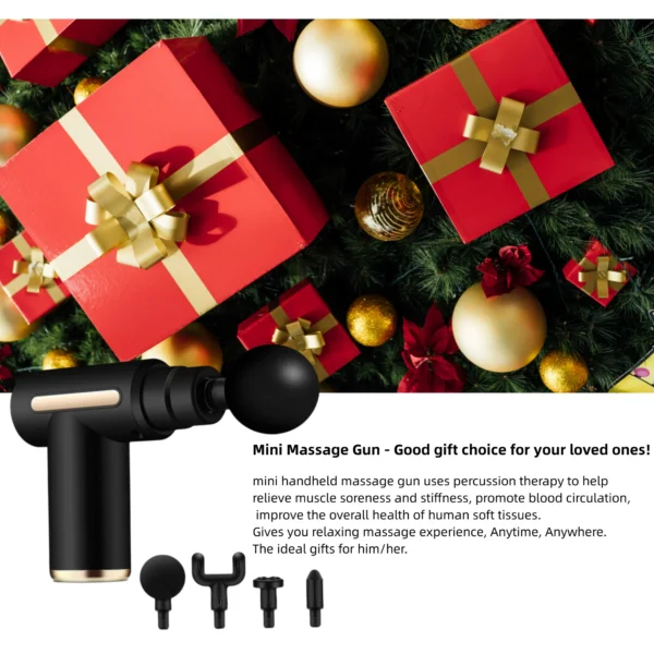 Mini Portable Fascia Massage Gun Electric Percussion Pistol Massager Body Relaxation LED Touch Screen 4Massage Head Holiday Gift 2