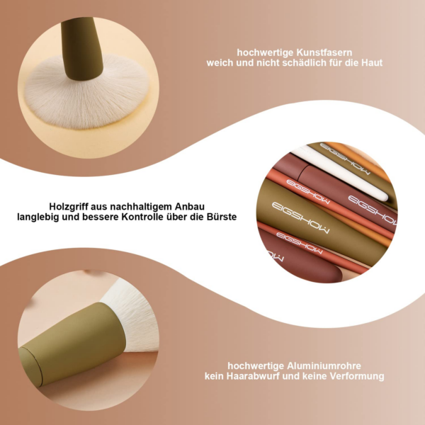 Make up Pinsel, EIGSHOW 5 Farben Kabuki Reise Make up Pinsel Set Mit Extraweichen Synthetischen Fasern Für Puder Rouge Concealer Zum Konturieren Und Hervorheben Von Anwendungen - Vegan - Image 3