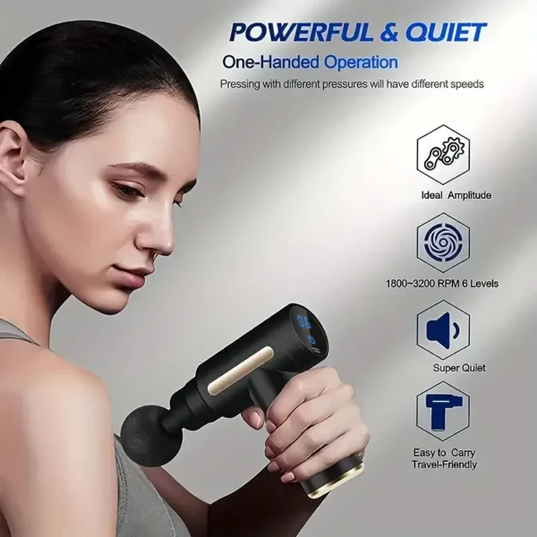 Mini Portable Fascia Massage Gun Electric Percussion Pistol Massager Body Relaxation LED Touch Screen 4Massage Head Holiday Gift 3