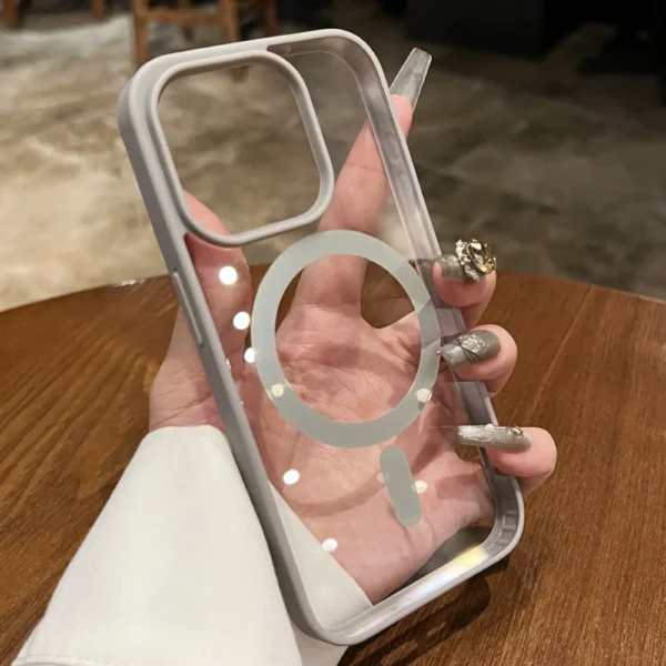 Luxury Magsafe Transparent Case For iPhone 16 15 14 13 12 11 Pro XS XR Max Mini Plus Magnetic Wireless Charge Cases Cover 4