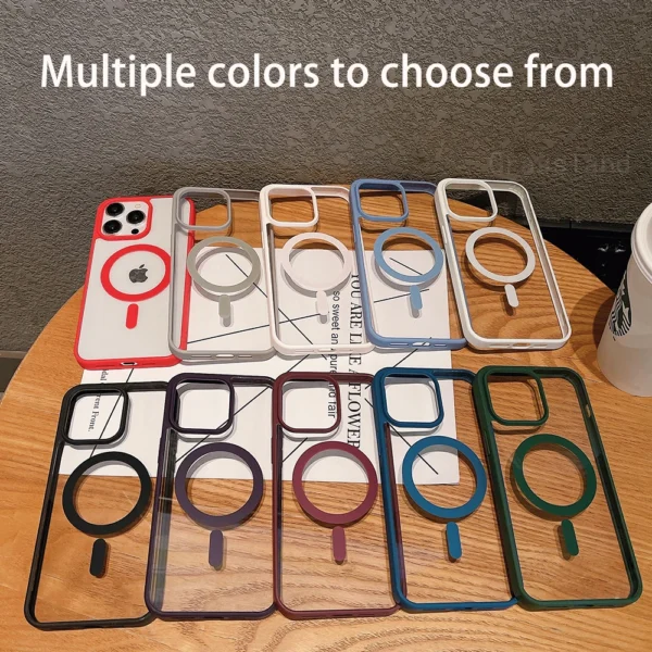 Luxury Magsafe Transparent Case For iPhone 16 15 14 13 12 11 Pro XS XR Max Mini Plus Magnetic Wireless Charge Cases Cover 6