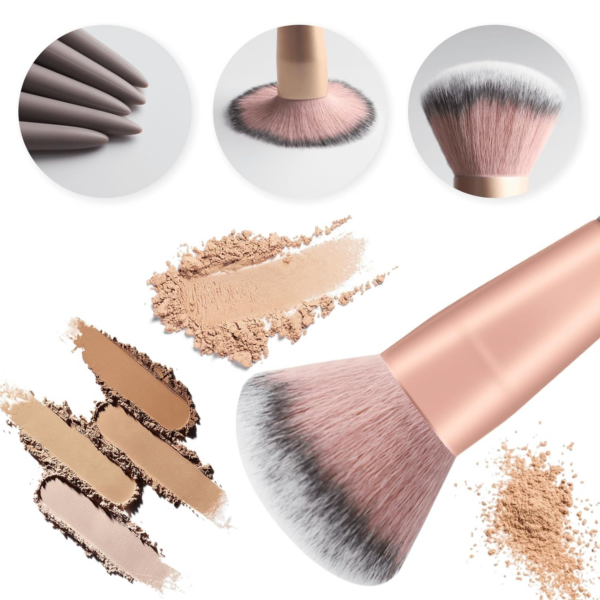 HEYMKGO Make-Up-Pinsel, 15 Stück, Make-Up-Pinsel Mit Grünem Konischem Griff, Aus Hochwertigem Synthetikmaterial, Professionelle Make-Up-Pinsel Mit Kordelzug, Tasche Aus Flanell (Rosa) - Image 5
