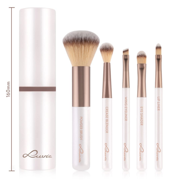 Make-Up-Pinsel-Set – 5-Teilig + Pinselköcher Mit Smart-Halter – LUVIA Daily & Travel Schminkpinsel-Set Für Foundation, Puder & Lidschatten – Perfekt Für Reisen & Unterwegs – Coffee Elegance/Perlmutt - Image 3