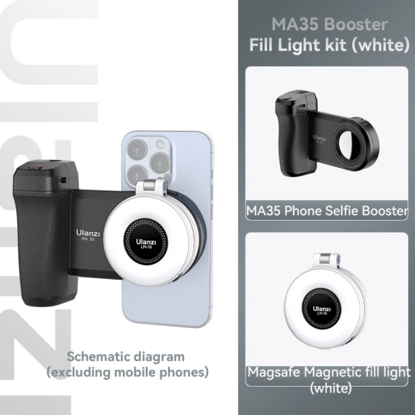 MA35 Phone Selfie Booster Handle Grip Bluetooth Photo Stabilizer Holder with Magsafe Shutter Release Iphone Mobile Stand - Image 8