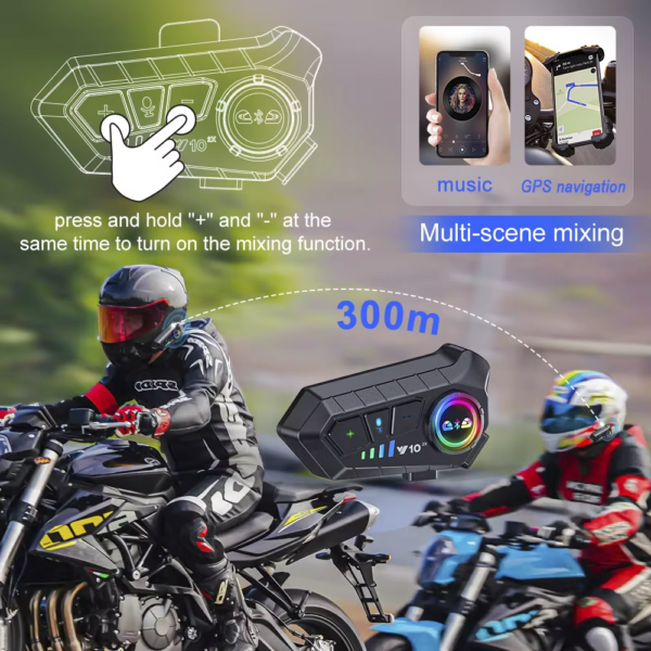 1/2X Music Interphone Bluetooth 5.3 Motorcycle Helmet Intercom Headset Waterproof 300M Intercomunicador Speaker Earphone - Image 3