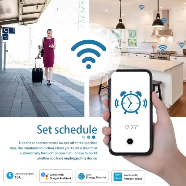 Tuya Smart Home Socket Wifi 20A EU Plug Outlet Remote Control Timer Power Monitor Support Voice Google Home Alexa - Image 4