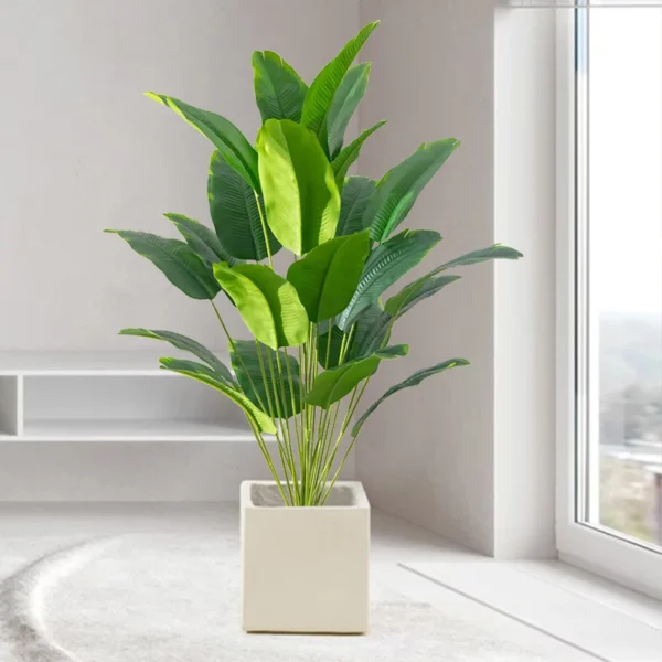 Lifelike Tropical Palm Tree - Large Artificial Banana Plant with Real Touch Monstera Leaves for Stunning Home & Garden Decor - Image 3