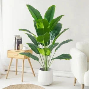 Lifelike Tropical Palm Tree - Large Artificial Banana Plant with Real Touch Monstera Leaves for Stunning Home & Garden Decor