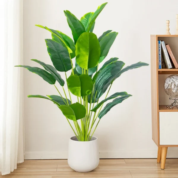 Lifelike Tropical Palm Tree - Large Artificial Banana Plant with Real Touch Monstera Leaves for Stunning Home & Garden Decor - Image 4