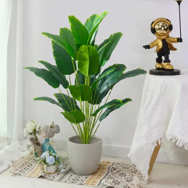Lifelike Tropical Palm Tree - Large Artificial Banana Plant with Real Touch Monstera Leaves for Stunning Home & Garden Decor - Image 7